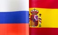 fragments of the national flags of Russia and Spain