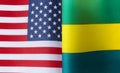 Fragments of the national flags of the United States and the Gabonese Republic