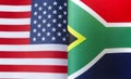 Fragments of the national flags of the United States and Republic of South Africa