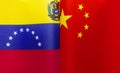 Fragments of the national flags of Venezuela and China