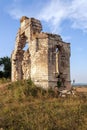 Fragments and remains of the walls of an ancient building subject to destruction under the influence of natural and other factors