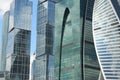 Fragments of the towers in the business center Moscow-City Royalty Free Stock Photo