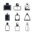 Fragrance bottles perfume icons set, simple style