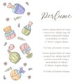 Fragrance parfume line bottles vector icons set Royalty Free Stock Photo