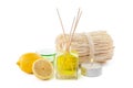 Fragrance sticks or bottle Scent diffuser with Lemon Royalty Free Stock Photo