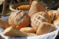 Fragrant basket of freshly baked bread for sale Royalty Free Stock Photo