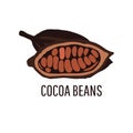 Fragrant brown fried grains of cocoa beans logo icon isolated on white background