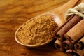 Fragrant cinnamon sticks and ground spices