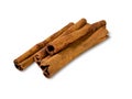 Fragrant cinnamon sticks isolated on a white background close-up. Oriental spices Royalty Free Stock Photo