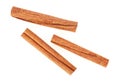 Fragrant cinnamon sticks isolated on white background, top view Royalty Free Stock Photo