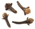 Fragrant clove buds isolated on white, set Royalty Free Stock Photo