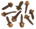 Fragrant clove buds isolated on white, set Royalty Free Stock Photo