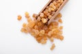 Fragrant frankincense on a white acrylic background