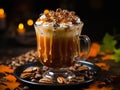 Fragrant freshly brewed natural coffee, with cream and caramel. AI generated. Royalty Free Stock Photo