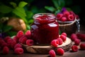 Fragrant Homemade raspberry jam. Generate Ai