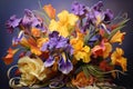 Fragrant Iris bouquet wedding. Generate Ai