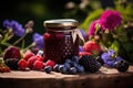 Fragrant Jar wild berry jam. Generate Ai