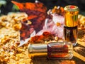 Fragrant oil. Scented oil. Small bottle of Arabian Attar. Royalty Free Stock Photo