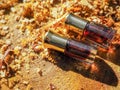 Fragrant oil. Scented oil. Small bottle of Arabian Attar. Royalty Free Stock Photo