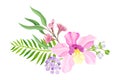 Fragrant Orchid Bloom with Labellum Arranged with Floral Branches Vector Illustration