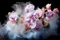 Fragrant Orchids flower smoke. Generate Ai Royalty Free Stock Photo