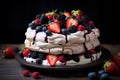 Fragrant Pavlova cake berries. Generate Ai