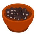 Fragrant pepper bowl spices icon, isometric style