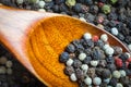 Fragrant pepper photographed close-up. A versatile condiment at any meal. Royalty Free Stock Photo