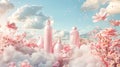 fragrant pink clouds and floral patterns emerging from freshly laundered items, illustrating the unique floral scent of Royalty Free Stock Photo