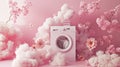 fragrant pink clouds and floral patterns emerging from freshly laundered items, illustrating the unique floral scent of Royalty Free Stock Photo