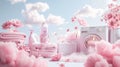fragrant pink clouds and floral patterns emerging from freshly laundered items, illustrating the unique floral scent of Royalty Free Stock Photo