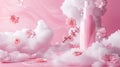 fragrant pink clouds and floral patterns emerging from freshly laundered items, illustrating the unique floral scent of Royalty Free Stock Photo