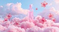 fragrant pink clouds and floral patterns emerging from freshly laundered items, illustrating the unique floral scent of Royalty Free Stock Photo