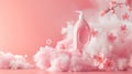 fragrant pink clouds and floral patterns emerging from freshly laundered items, illustrating the unique floral scent of Royalty Free Stock Photo