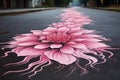 Fragrant Pink flower asphalt. Generate Ai Royalty Free Stock Photo