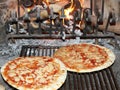 fragrant pizza baked in a wood fireplace with a wood-burning oven pizzeria 4