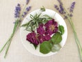 Potpourri with rose petals, sweet woodruff, quince leaves and lavender