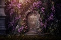 Fragrant Purple fairy door flowers. Generate Ai Royalty Free Stock Photo
