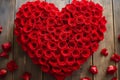 Fragrant Red rose shape heart closeup. Generate Ai Royalty Free Stock Photo