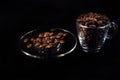 Fragrant roasted brown coffee in a cup