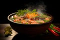 A fragrant steaming bowl of Tom Yum soup. Ai Generated.NO.04