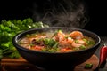 A fragrant steaming bowl of Tom Yum soup. Ai Generated.NO.02