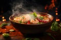 A fragrant steaming bowl of Tom Yum soup. Ai Generated.NO.03