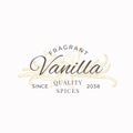 Fragrant Vanilla Abstract Vector Sign, Symbol or Logo Template. Elegant Hand Drawn Vanilla Flower and Sticks Sillhouette