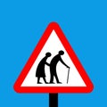 Frail pedestrians likely to cross road ahead