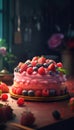 Fraisier fruit cake. Generative AI