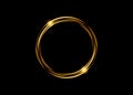 Abstract luxury golden ring. Vector light circles and spark light effect. Gold round logo isolated
