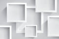 White empty squares and frames, abstract composition. Vector design background Royalty Free Stock Photo