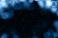 frame of abstract gradient blue background with bokeh and particles flowing, events festive holiday overlay ready concept Royalty Free Stock Photo