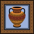 Frame and amphora with Greek ornament Meander